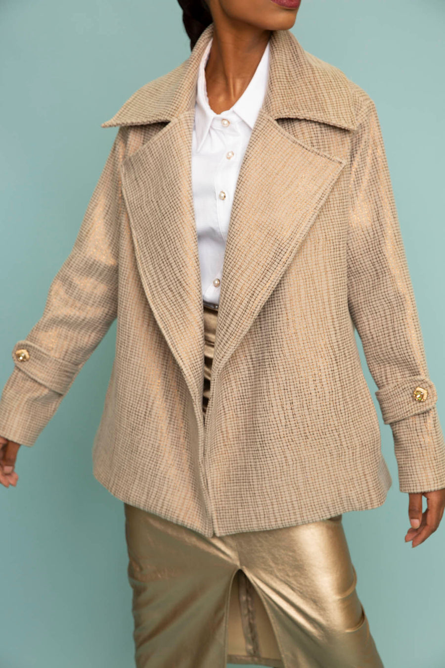 Gold Laminated Wool Jacket