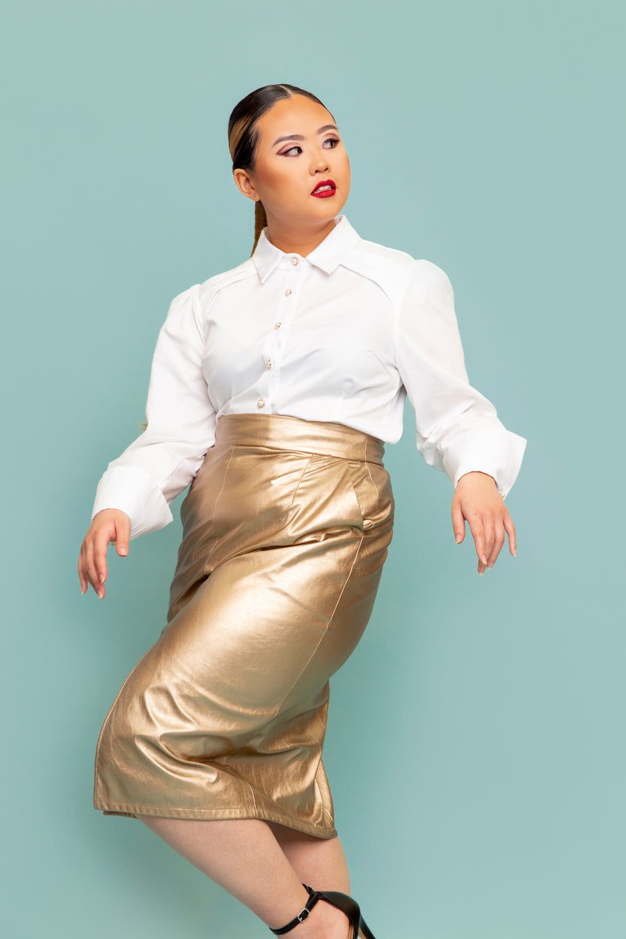 Gold Faux Leather Skirt