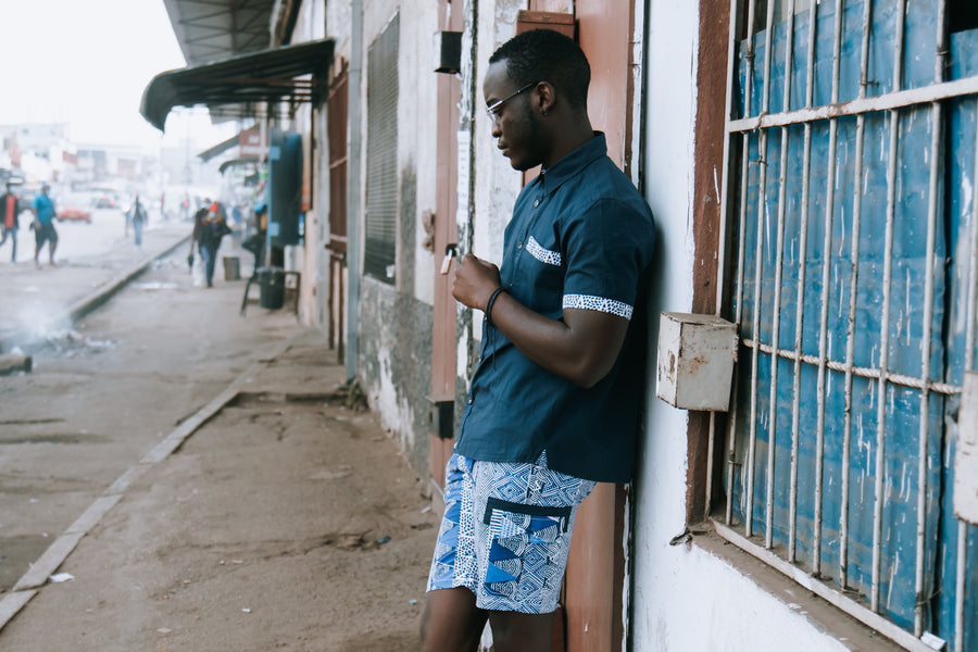 Blue Block Print Shirt