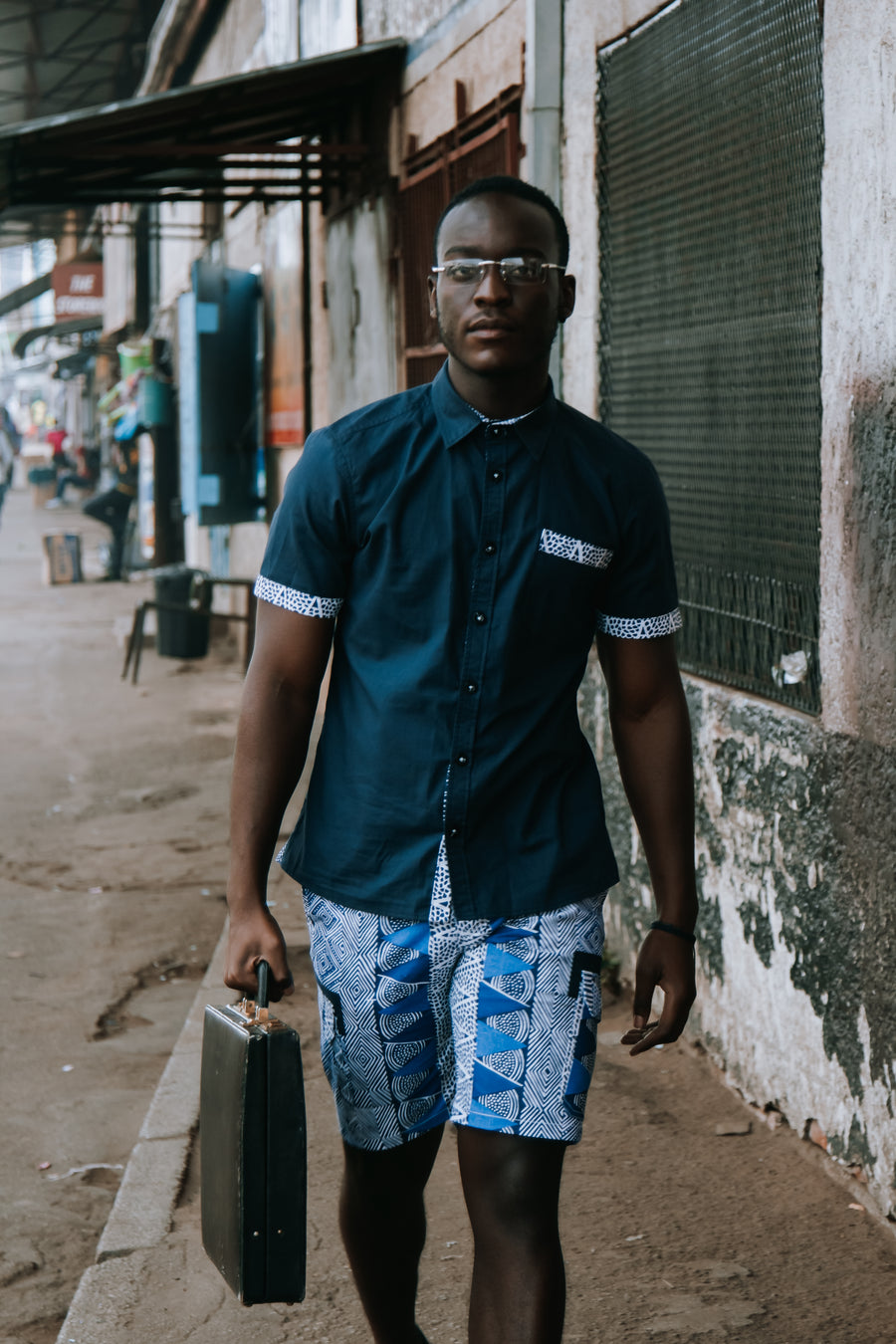 Blue Block Print Shirt