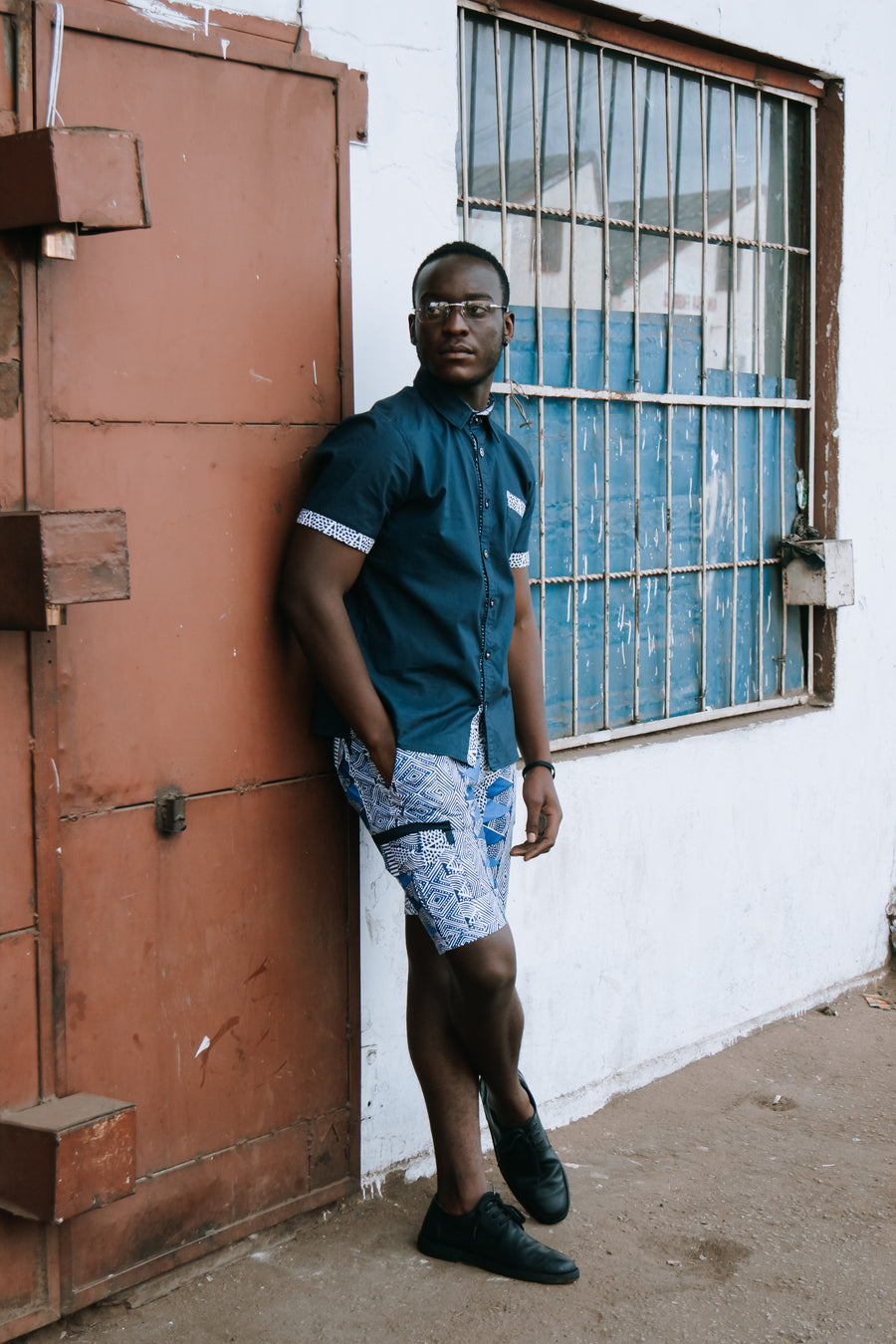 Blue Block Print Shirt