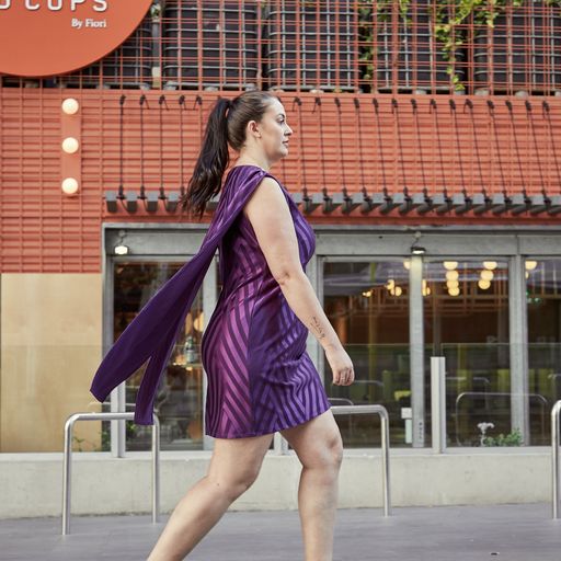 Hand Beaded Purple Cape Dress