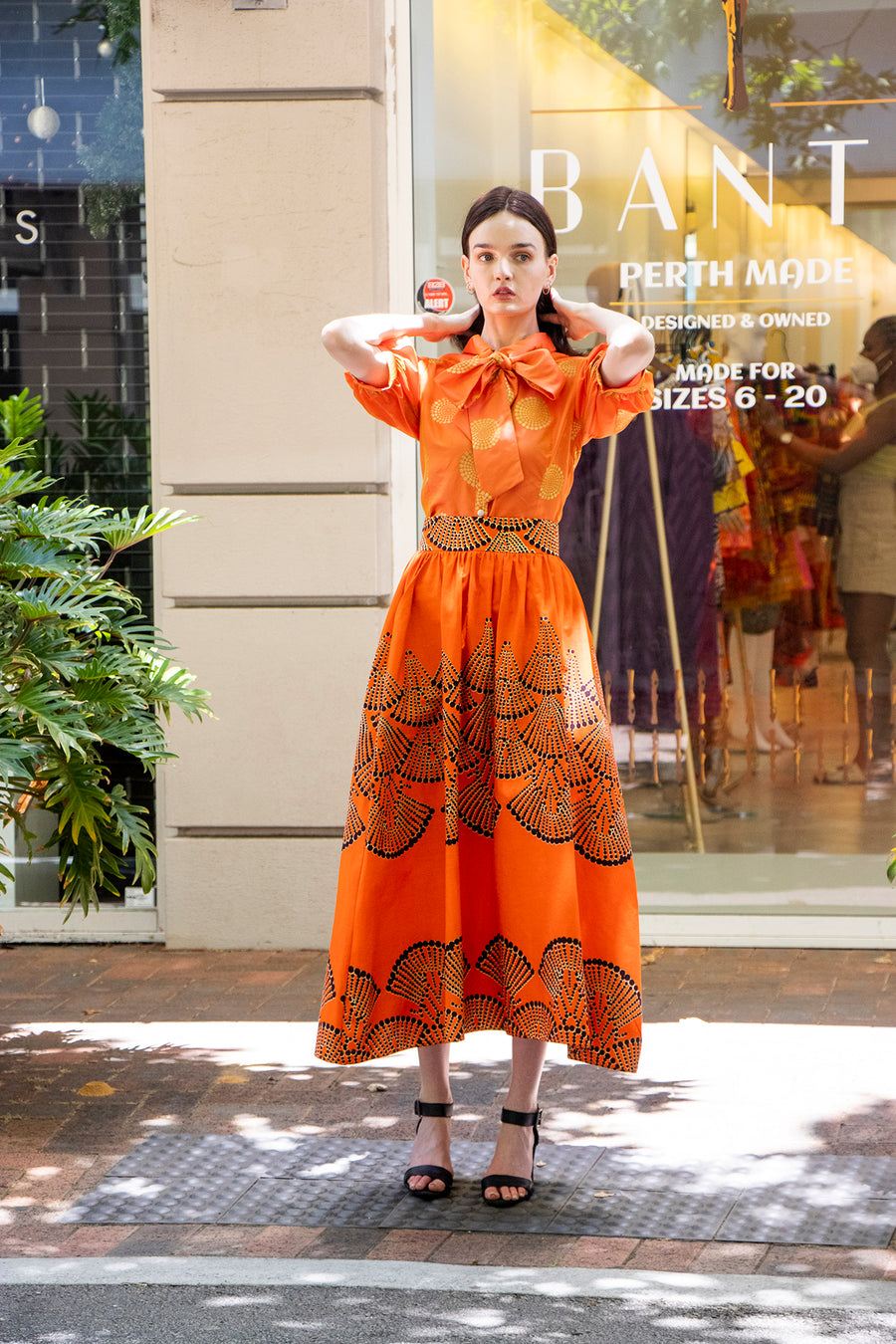 Orange Cotton Maxi Skirt